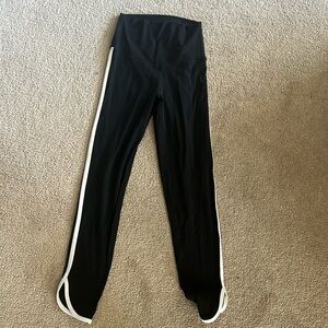 Offline by Aerie black leggings,  white stripe down side,  7/8 length,  size S